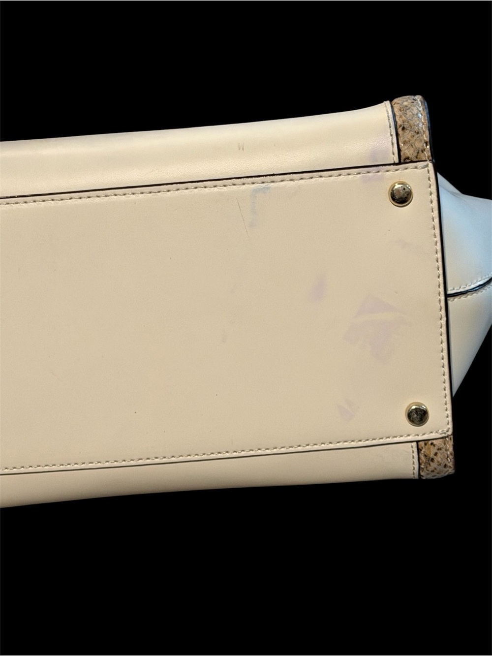 Kate Spade Cream Satchel with Snake-Print Trim and Gold Hardware - Picture 11 of 11